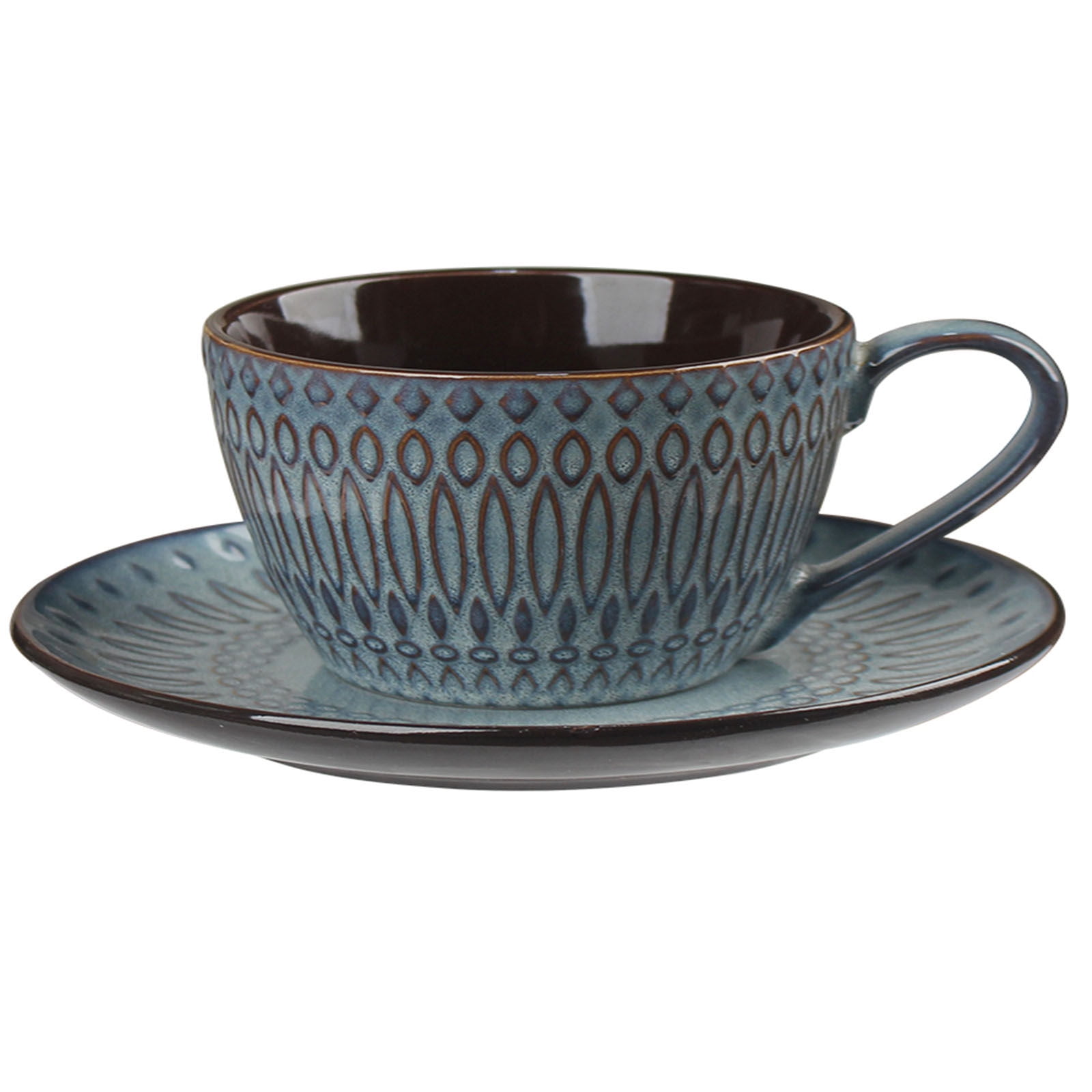 SIELUNO 200ml/7oz Coffee Cup With Saucer And Spoon,Ceramic Mug For Afternoon Tea Espresso Coffee