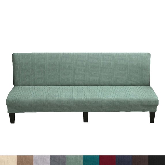Unmbo Armless Futon Cover,Stretch Sofa Bed Slipcover Futon Slipcover Without Armrests Non-Slip Furniture Protector with Elastic Bottom
