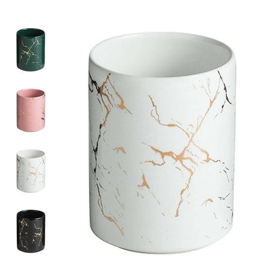 Unmbo Ceramic Marble Toothbrush Cup,Porcelain Golden Grain Bathroom Tumbler,Toothbrush Holder,Bathroom Cup