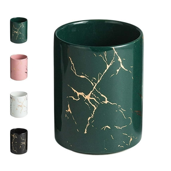 Unmbo Ceramic Marble Toothbrush Cup,Porcelain Golden Grain Bathroom Tumbler,Toothbrush Holder,Bathroom Cup