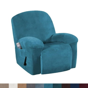 Unmbo Recliner Cover for Large Recliner,1-Piece Recliner Chair Cover with Side Pocket Velvet Soft Thick Anti-Slip Furniture Protector with Elastic Bottom