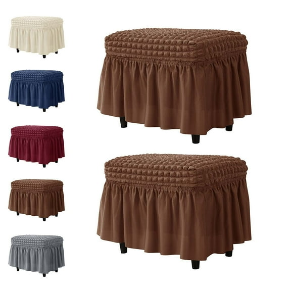 Unmbo Rectangle Stretch Ottoman Slipcover,Chair Cover Footstool Protector for Living Room Bedroom
