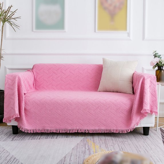 Unmbo Solid Color Sofa Slipcover,Knit Sofa Cover 1 Piece Universal Soft Couch Cover Furniture Protector