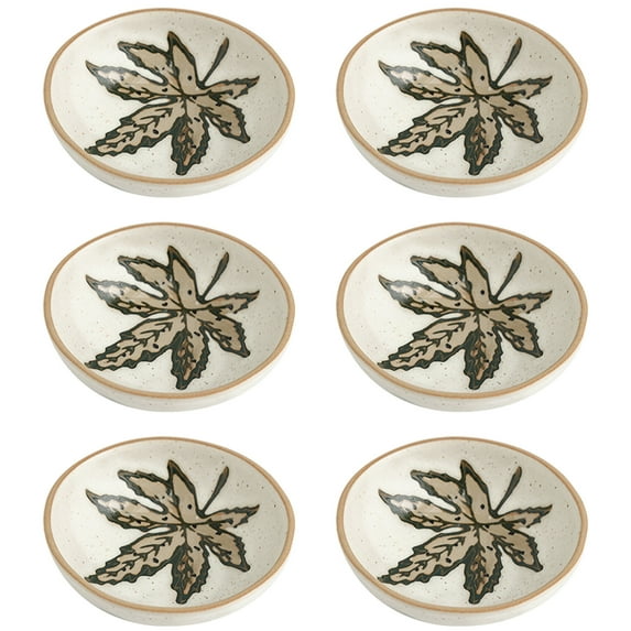 Soy Sauce Dish Set, Small Bowls For Side Dishes, Small Condiment Bowls, Dipping Bowls, Floral Pattern Dip Bowls For Dessert, Snack-White-Set of 6