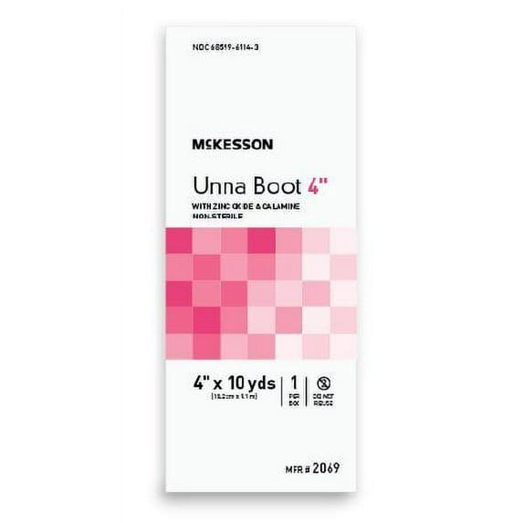 Unna Boot, McKesson, 4 Inch X 10 Yard Cotton Cotton Zinc Oxide, Calamine NonSterile, 2069 - EACH