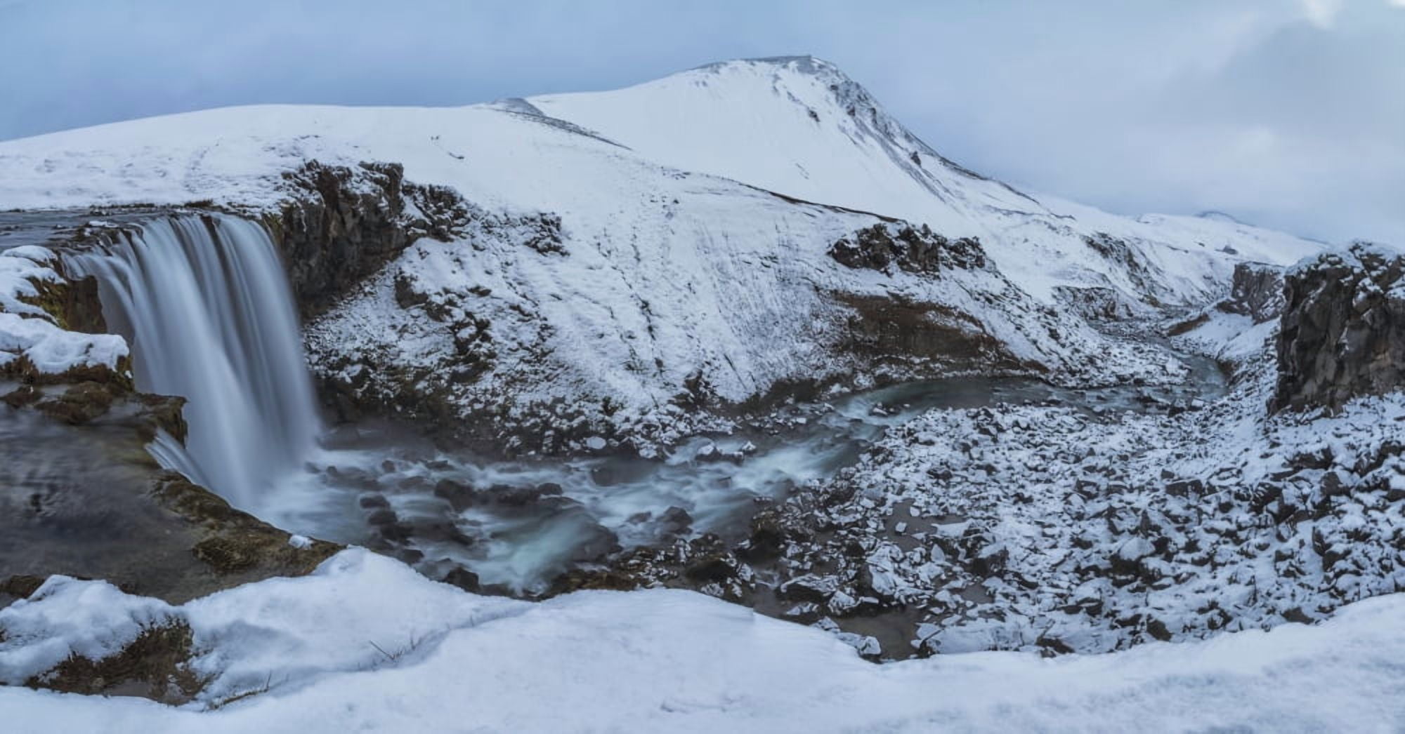 Unnamed waterfall and river in the highlands of Iceland Iceland Canvas Art - Robert Postma Design Pics (42 x 22)