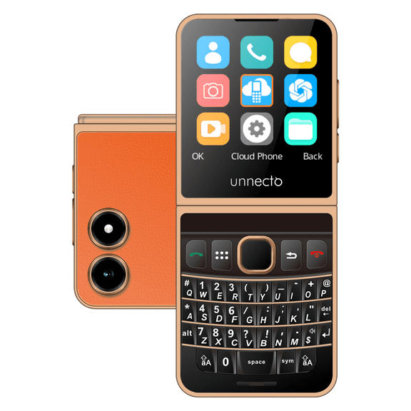 Unnecto Snap | Dual SIM | GSM | Unlocked | QWERTY Keyboard | Flip Phone | Cloud OS | Orange