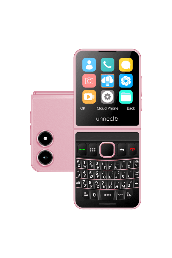 Snap | Dual SIM | GSM | Unlocked | QWERTY Keyboard | Flip Phone | Cloud OS | Pink