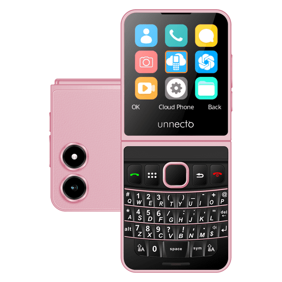 Unnecto Snap | Dual SIM | GSM | Unlocked | QWERTY Keyboard | Flip Phone | Cloud OS | Pink