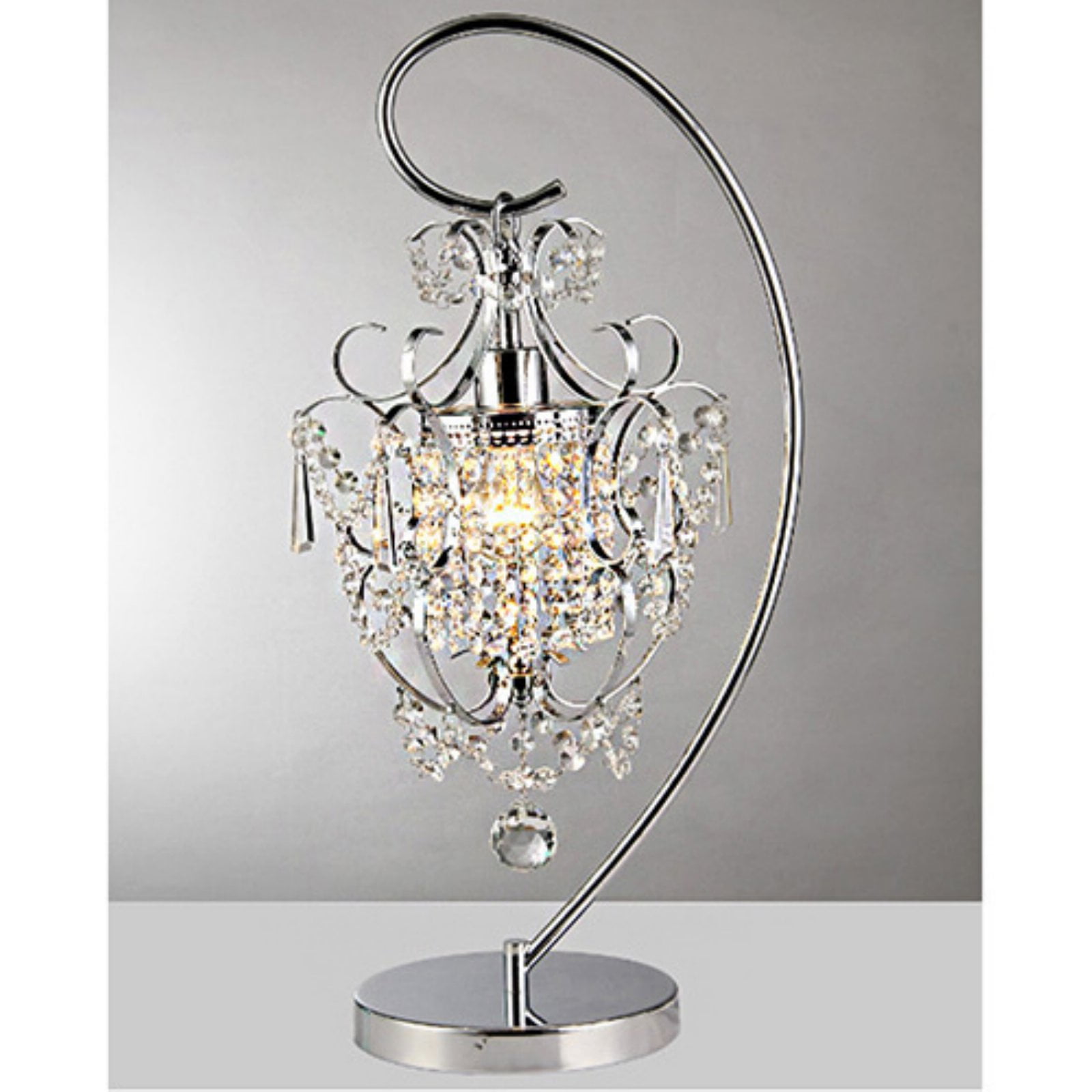 Elysian Adjustable 27" Silver Crystal Chandelier Table Lamp