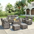 thumbnail image 1 of Unnifurnzi 10 Pieces Wicker Outdoor Furniture-Outdoor Swivel Chairs Set of 4 with 6 Inch Thick Cushions Outdoor Couch with Outdoor Ottoman Patio Furniture Set for Deck Porch Poolside-Gray/Gray, 1 of 7