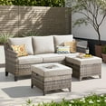 thumbnail image 1 of Unnifurnzi 3 Pieces Outdoor Couch Set-All Weather Wicker Outdoor Couch with Patio Ottoman High Back Patio Sofa Set for Porch Balcony Deck-Gray/Beige, 1 of 7
