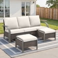 thumbnail image 1 of Unnifurnzi 3 Pieces Outdoor Couch Set-All Weather Wicker Patio Couch with Outdoor Ottoman Small Patio Furniture Set for Deck Porch Lawn Garden Backyard-Brown/Beige, 1 of 7