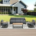 thumbnail image 1 of Unnifurnzi 4 Pieces Patio Furniture Set-Patio Conversation Sets with Swivel Rocking Chairs High Back Patio Couch for Deck Porch Poolside Balcony-Black/Dark Gray, 1 of 7