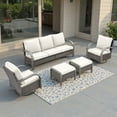 thumbnail image 1 of Unnifurnzi 5 Pieces Outdoor Patio Furniture Set-All Weather Wicker Outdoor Couch with Swivel Patio Chairs Wicker Patio Furniture for Deck Porch Garden Poolside Backyard-Brown/Beige, 1 of 7