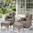 thumbnail image 1 of Unnifurnzi 5 Pieces Outdoor Wicker Patio Furniture Set-High Back Outdoor Rocking Chairs Set of 2 with Ottoman Patio Conversation Sets for Deck Lawn Porch Balcony Poolside-Gray/Gray, 1 of 7