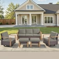 thumbnail image 1 of Unnifurnzi 5 Pieces Patio Furniture Set-High Back Outdoor Swivel Rocker Patio Chairs with Outdoor Couch Outdoor Patio Furniture Set for Garden Backyard Balcony Poolside-Brown/Gray, 1 of 7