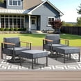 thumbnail image 1 of Unnifurnzi 5 Pieces Patio Furniture Set-Outdoor Furniture with Swivel Rocker Patio Chairs Small Patio Furniture Set with Outdoor Ottomans for Deck Porch Poolside Balcony-Black/Dark Gray, 1 of 7