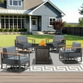 thumbnail image 1 of Unnifurnzi 5 Pieces Patio Set with Fire Pit Table-High Back Outdoor Swivel Rocking Chair Set of 4 Patio Furniture Set for Deck Porch Poolside Balcony-Black/Dark Gray, 1 of 7