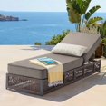 thumbnail image 1 of Unnifurnzi 5" Thick Cushion Outdoor Lounge Chairs Set of 2-5 Position Adjustable Lounge Chair Outdoor Pool Lounge Wicker Chairs for Poolside Garden Backyard Beach-Brown/Gray White, 1 of 7