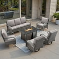 thumbnail image 1 of Unnifurnzi 6 Pieces Patio Furniture with Fire Pit-High Back Patio Swivel Chairs with Patio Couch Patio Furniture Sets for Deck Porch Garden Poolside Backyard-Brown/Gray, 1 of 7