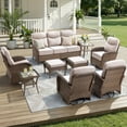 thumbnail image 1 of Unnifurnzi 9 Pieces Patio Furniture Set-6'' Thick Cushions Outdoor Furniture with Swivel Rocker Chairs Outdoor Couch and Ottomans Wicker Patio Furniture for Deck Porch Garden Poolside-Brown/Beige, 1 of 7