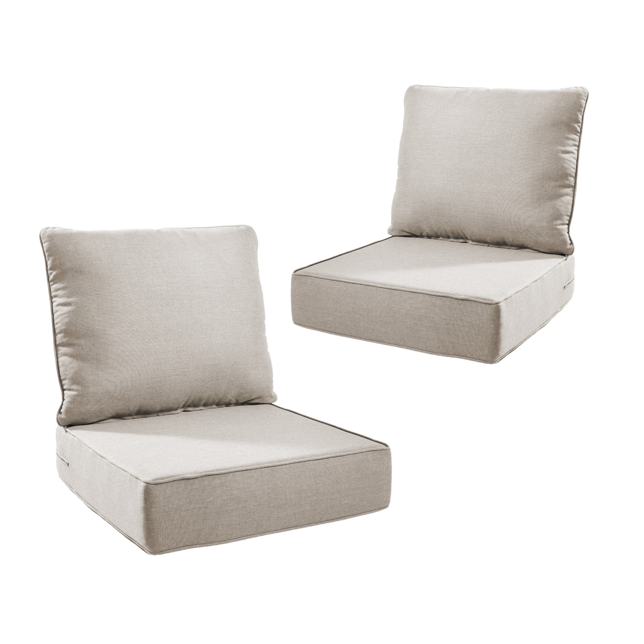 Unnifurnzi Outdoor Chair Cushions Set of 2-24 x 24 x 6 Inch Patio Furniture Cushions with Water Resistant & Removable Cover Patio Cushions for Outdoor Furniture Chair Sofa Couch-Beige
