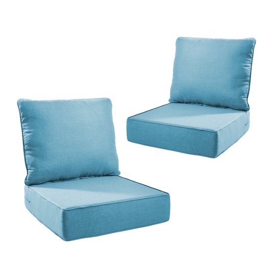 Unnifurnzi Outdoor Chair Cushions Set of 2-24 x 24 x 6 Inch Patio Furniture Cushions with Water Resistant & Removable Cover Patio Cushions for Outdoor Furniture Chair Sofa Couch-Light Blue