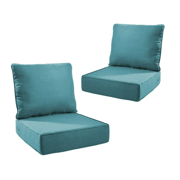 Unnifurnzi Outdoor Chair Cushions Set of 2-24 x 24 x 6 Inch Patio Furniture Cushions with Water Resistant & Removable Cover Patio Cushions for Outdoor Furniture Chair Sofa Couch-Peacock Blue