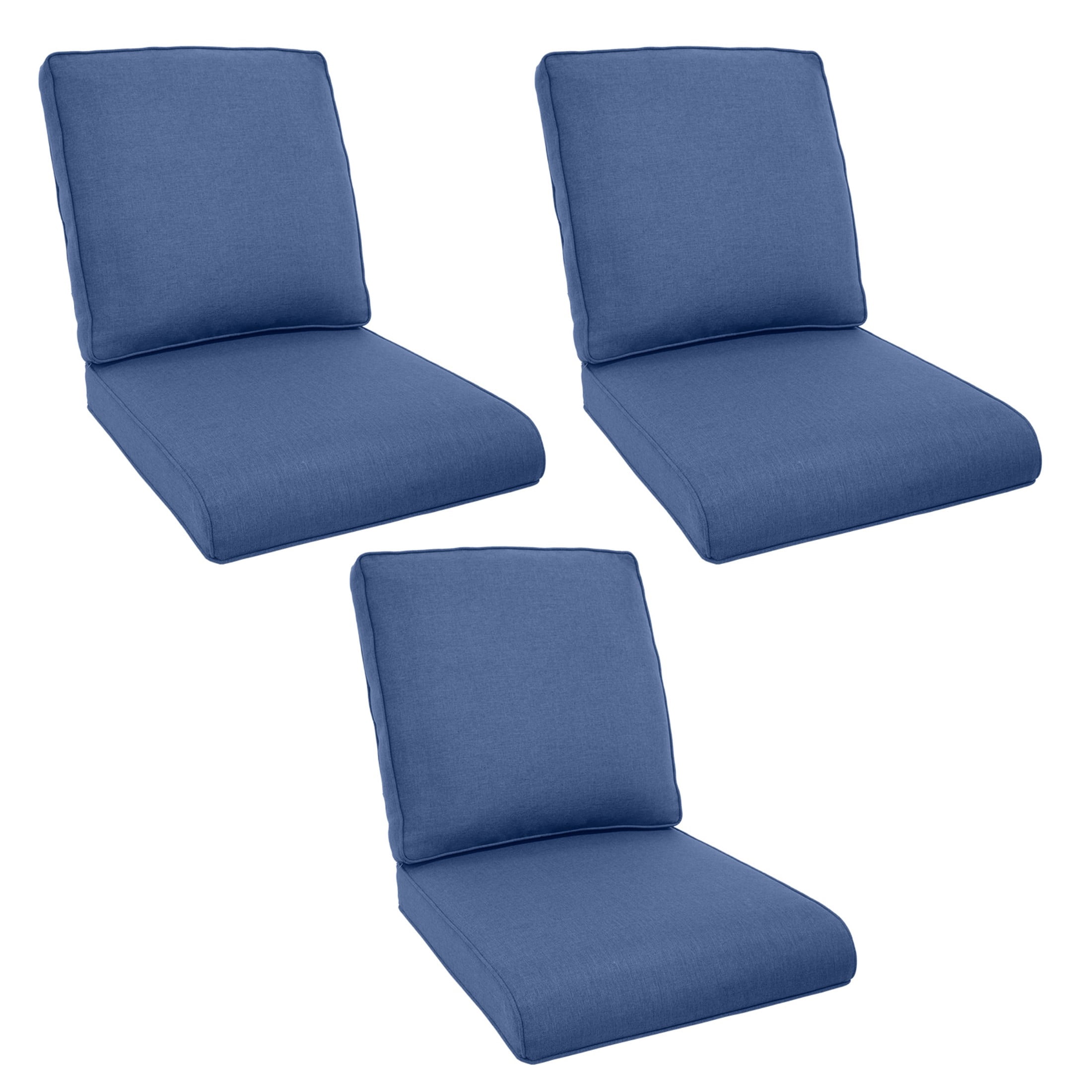 Unnifurnzi Outdoor Chair Cushions Set of 3-22 x 25 x 4 Inch High Density Sponge Patio Deep Seat Cushions Outdoor Furniture Cushions for Chair Sofa Couch-Blue