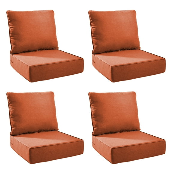 Unnifurnzi Outdoor Chair Cushions Set of 4-24 x 24 x 6 Inch Patio Furniture Cushions with Water Resistant & Removable Cover Patio Cushions for Outdoor Furniture Chair Sofa Couch-Orange