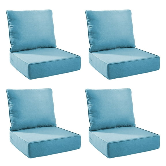 Unnifurnzi Outdoor Chair Cushions Set of 4-24 x 24 x 6 Inch Patio Furniture Cushions with Water Resistant & Removable Cover Patio Cushions for Outdoor Furniture Chair Sofa Couch-Light Blue
