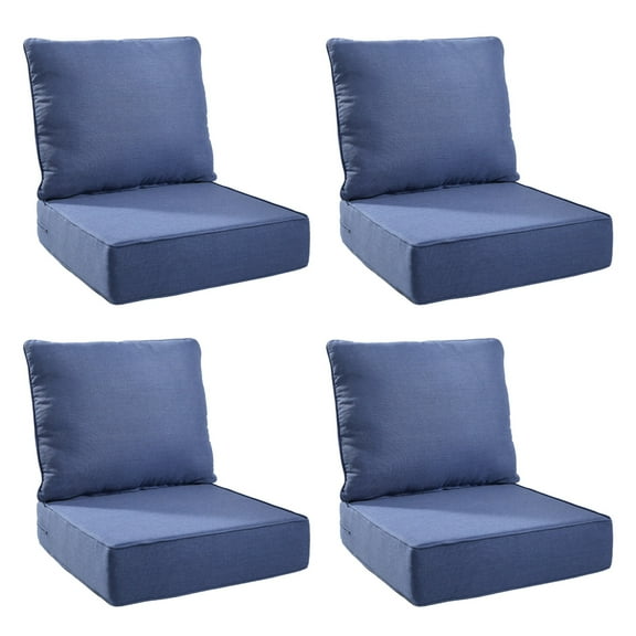 Unnifurnzi Outdoor Chair Cushions Set of 4-24 x 24 x 6 Inch Patio Furniture Cushions with Water Resistant & Removable Cover Patio Cushions for Outdoor Furniture Chair Sofa Couch-Blue