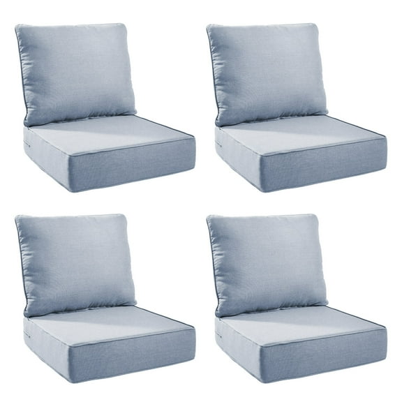 Unnifurnzi Outdoor Chair Cushions Set of 4-24 x 24 x 6 Inch Patio Furniture Cushions with Water Resistant & Removable Cover Patio Cushions for Outdoor Furniture Chair Sofa Couch-Baby Blue