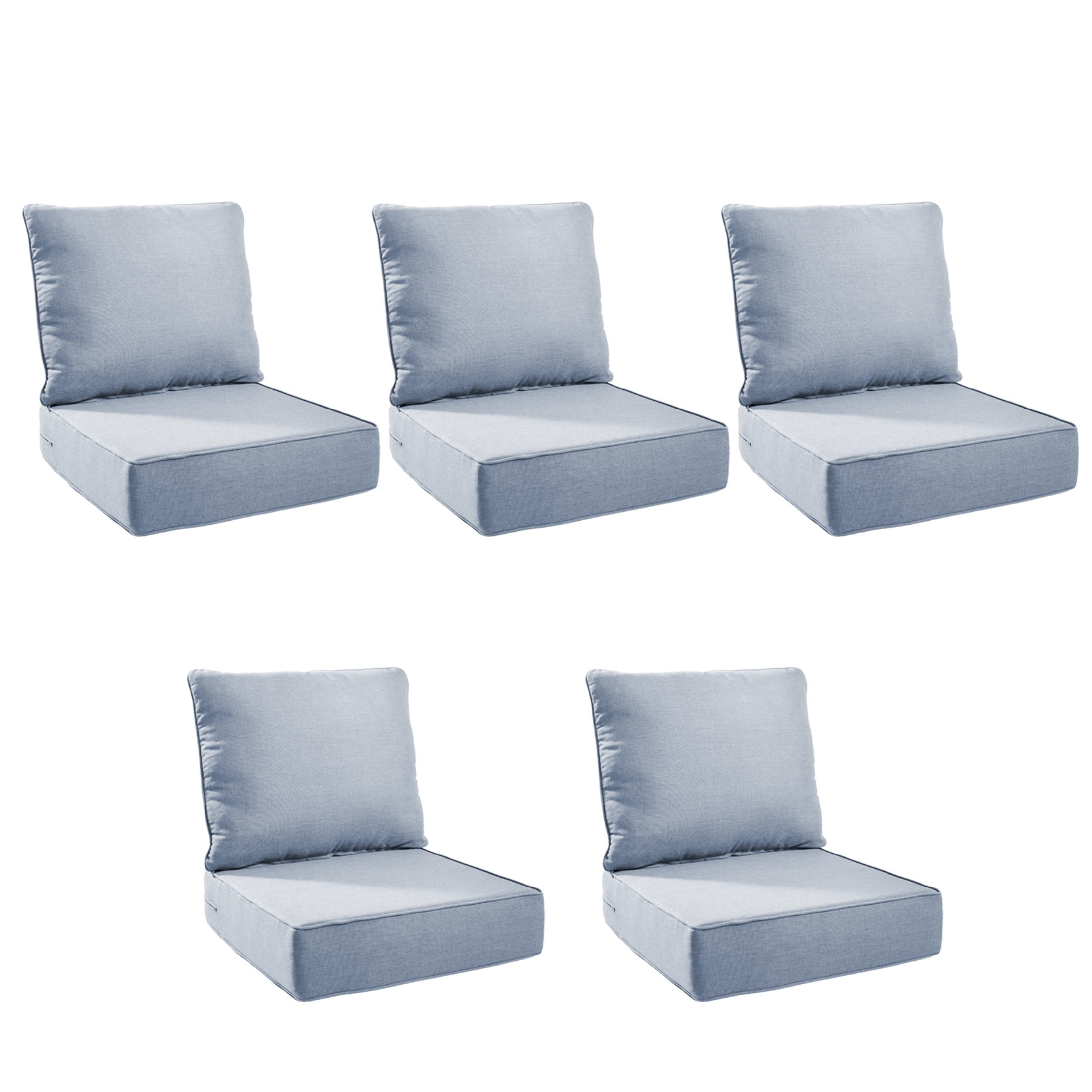 Unnifurnzi Outdoor Chair Cushions Set of 5-24 x 24 x 6 Inch Patio Furniture Cushions with Water Resistant & Removable Cover Patio Cushions for Outdoor Furniture Chair Sofa Couch-Baby Blue