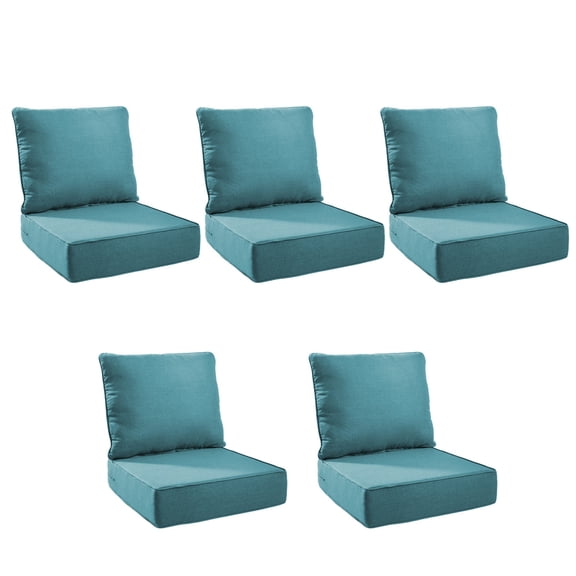 Unnifurnzi Outdoor Chair Cushions Set of 5-24 x 24 x 6 Inch Patio Furniture Cushions with Water Resistant & Removable Cover Patio Cushions for Outdoor Furniture Chair Sofa Couch-Peacock Blue