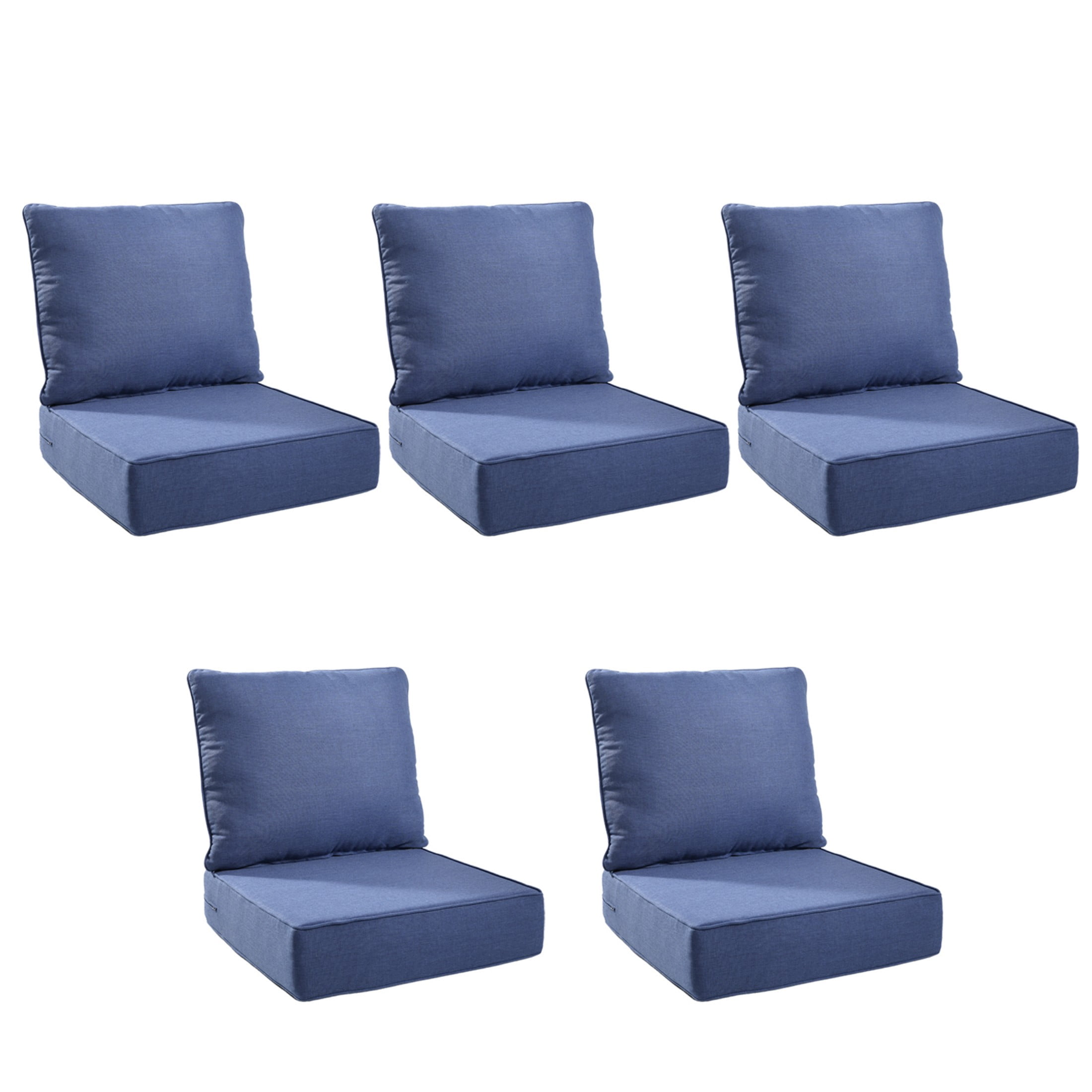 Unnifurnzi Outdoor Chair Cushions Set of 5-24 x 24 x 6 Inch Patio Furniture Cushions with Water Resistant & Removable Cover Patio Cushions for Outdoor Furniture Chair Sofa Couch-Blue