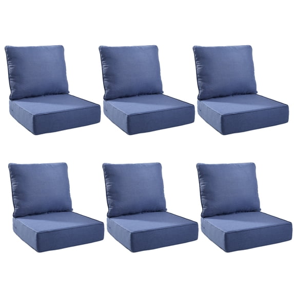 Unnifurnzi Outdoor Chair Cushions Set of 6-24 x 24 x 6 Inch Patio Furniture Cushions with Water Resistant & Removable Cover Patio Cushions for Outdoor Furniture Chair Sofa Couch-Blue