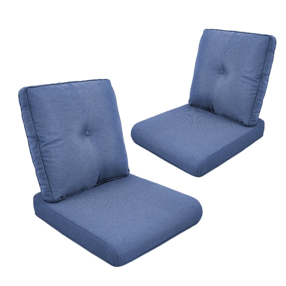 Unnifurnzi Outdoor Deep Seat Cushions Set of 2-22 x 25 x 4 Inch Outdoor Furniture Cushion with Water Resistant & Removable Cover Outdoor Chair Cushion for Patio Furniture Sofa Couch-Blue