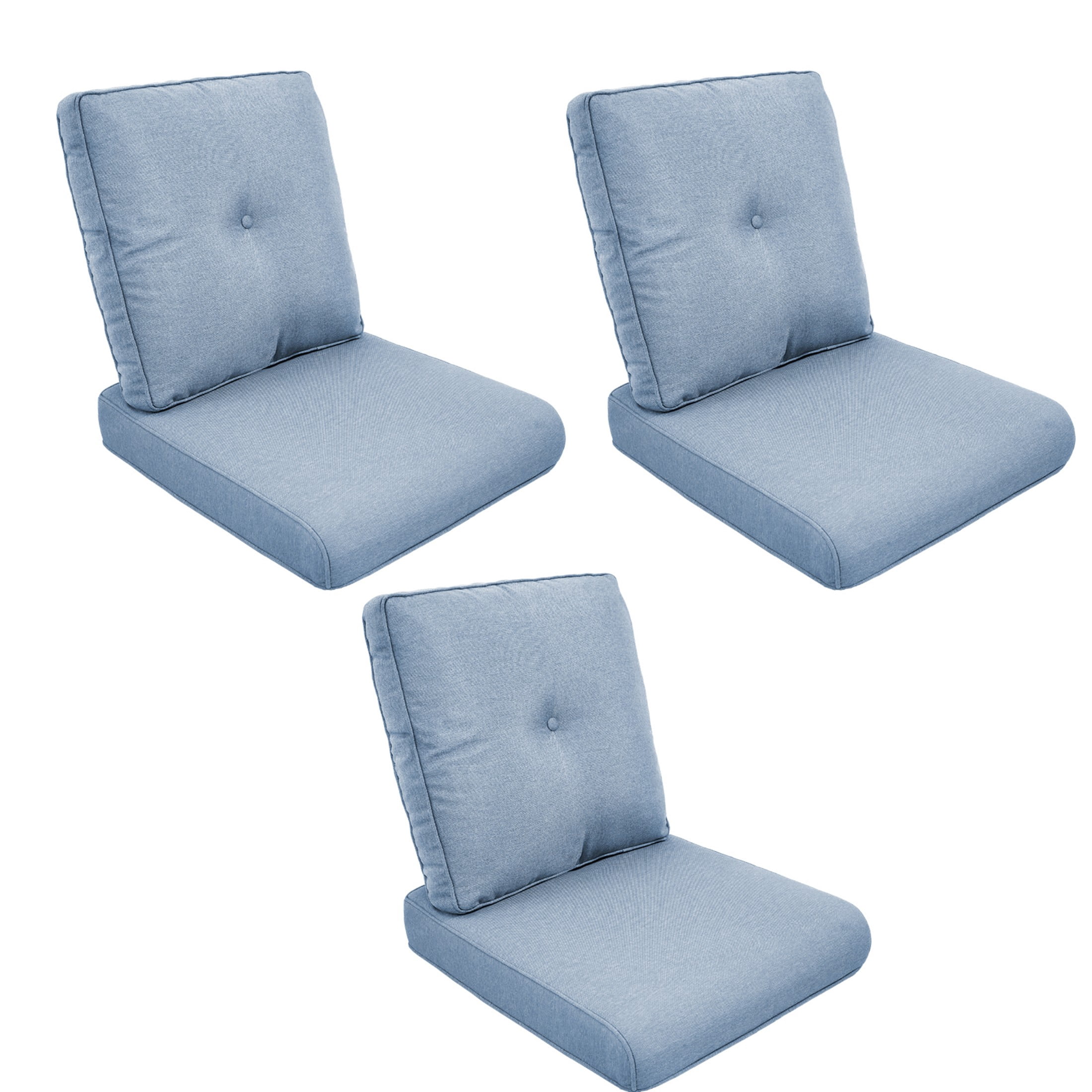 Unnifurnzi Outdoor Deep Seat Cushions Set of 3-22 x 25 x 4 Inch Outdoor Furniture Cushion with Water Resistant & Removable Cover Outdoor Chair Cushion for Patio Furniture Sofa Couch-Baby Blue