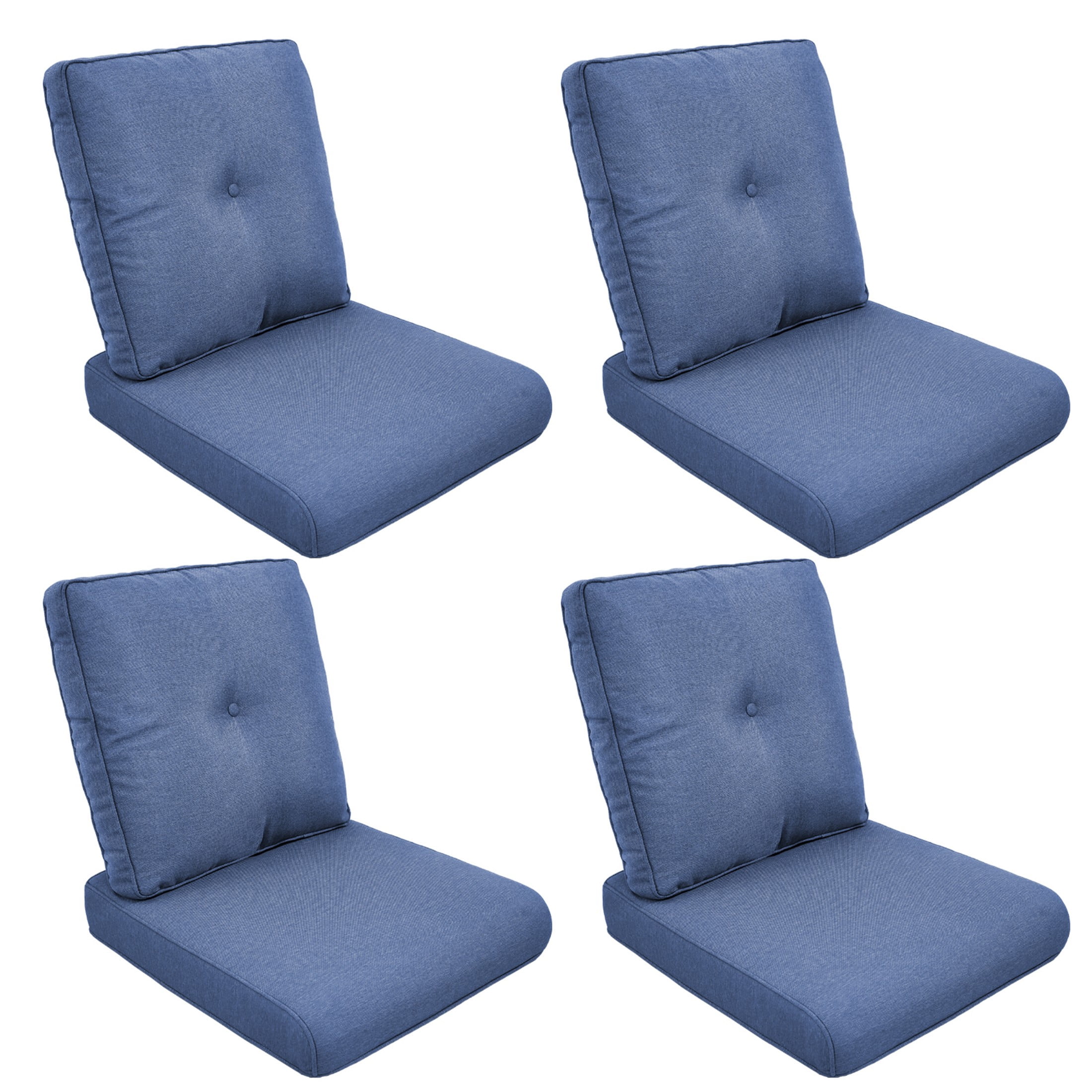 Unnifurnzi Outdoor Deep Seat Cushions Set of 4-22 x 25 x 4 Inch Outdoor Furniture Cushion with Water Resistant & Removable Cover Outdoor Chair Cushion for Patio Furniture Sofa Couch-Blue
