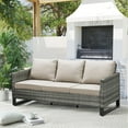 thumbnail image 1 of Unnifurnzi Outdoor Patio Couch Wicker Sofa-All Weather 3-Seater Rattan Patio Sofa High Back Outdoor Couch for Porch Deck Balcony Garden-Gray/Beige, 1 of 7