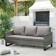 thumbnail image 1 of Unnifurnzi Outdoor Patio Couch Wicker Sofa-All Weather 3-Seater Rattan Patio Sofa High Back Outdoor Couch for Porch Deck Balcony Garden-Gray/Gray, 1 of 7