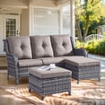 thumbnail image 1 of Unnifurnzi Outdoor Patio Furniture-3 Seater Outdoor Rattan Wicker Sofa Patio Couch with Ottoman for Porch Deck Garden Backyard-Gray/Gray, 1 of 7