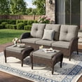 thumbnail image 1 of Unnifurnzi Outdoor Patio Furniture-All Weather Outdoor Wicker Sofa with Outdoor Ottoman 3 Seater Rattan Couch with Deep Seat for Deck Lawn Porch Balcony Poolside-Brown/Gray, 1 of 7