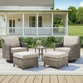thumbnail image 1 of Unnifurnzi Outdoor Patio Furniture Set-5 Pieces Patio Table and Chairs High Back Outdoor Swivel Glider Chairs with Outdoor Ottoman Small Patio Furniture Set for Porch Balcony Deck-Gray/Beige, 1 of 7