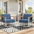 thumbnail image 1 of Unnifurnzi Outdoor Swivel Chair-Patio Swivel Rocking Chairs Set of 2 with 6 Inch Thick Cushions Outdoor Glider Chairs for Deck Porch Poolside Balcony-White/Blue, 1 of 7