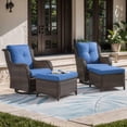 thumbnail image 1 of Unnifurnzi Outdoor Swivel Chairs-Patio Swivel Glider Chairs with Ottomans Outdoor Conversation Set for Deck Balcony Poolside Backyard-Brown/Blue, 1 of 7