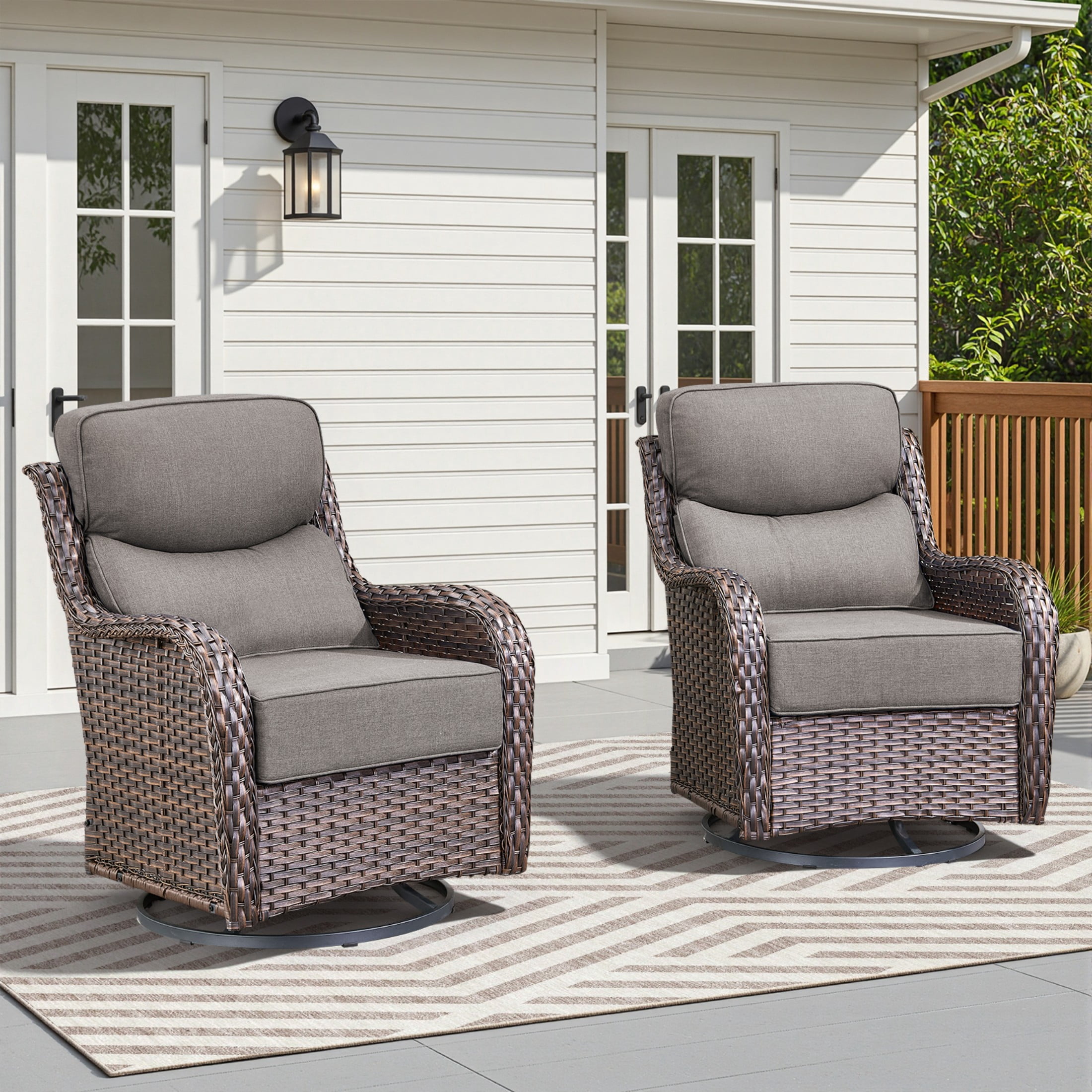 Unnifurnzi Outdoor Swivel Glider Patio Chairs Patio Swivel Chairs Set ...