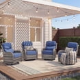 thumbnail image 1 of Unnifurnzi Outdoor Swivel Glider Patio Chairs-Patio Swivel Chairs Set of 4 with 6 Inch Thick Cushions High Back Patio Chairs for Deck Porch Poolside Balcony-Gray/Blue, 1 of 7